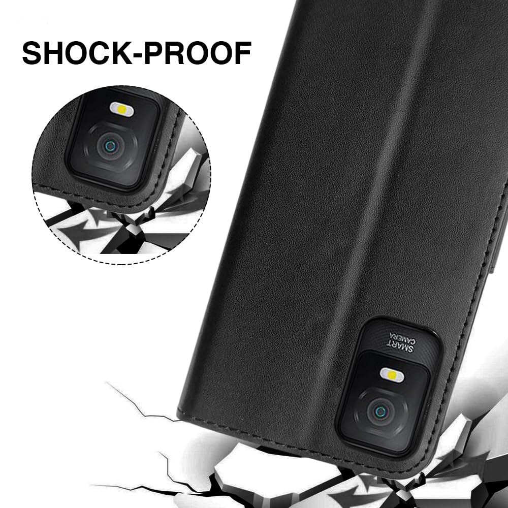 SDTEK Custodia In Pelle Per TCL 10 PRO - Cover A Libro Portafoglio Con Chiusura Magnetica E Supporto, Fessure Per Carte E Denaro, Colore Nero