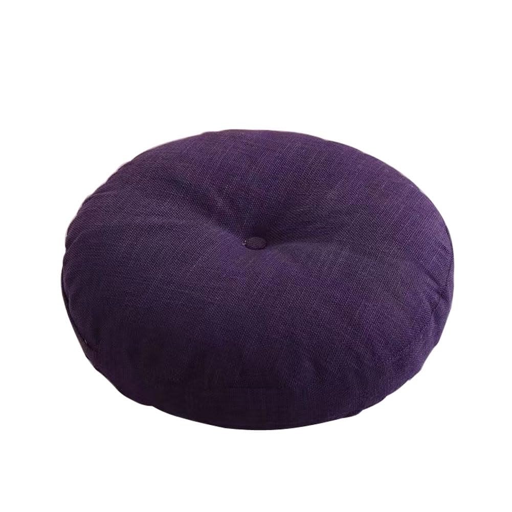kuyouqi Indoor Outdoor Round Thick Seat Cushion, Breathable Soft Seat Pad Linen Chair Pads for Dining Home Floor Sofa Reading Corner Garden Camping Blanket (Dark Purple, 50x50cm(20x20inch)) — image 1