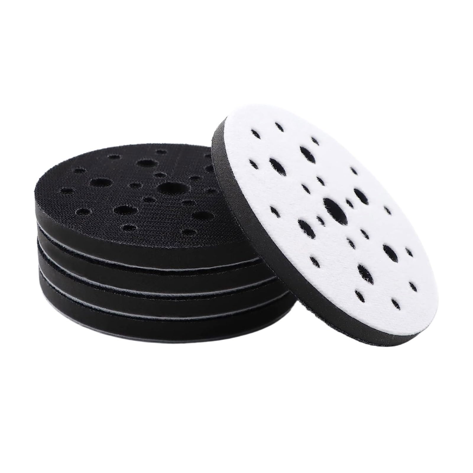 Xchiaueo 5Pcs 6Inch 5Pcs 6 Inch 25Hole Hook And Loop Density Foam Sponge Cushion Buffer Backing Pad For Orbital Sander Polishing