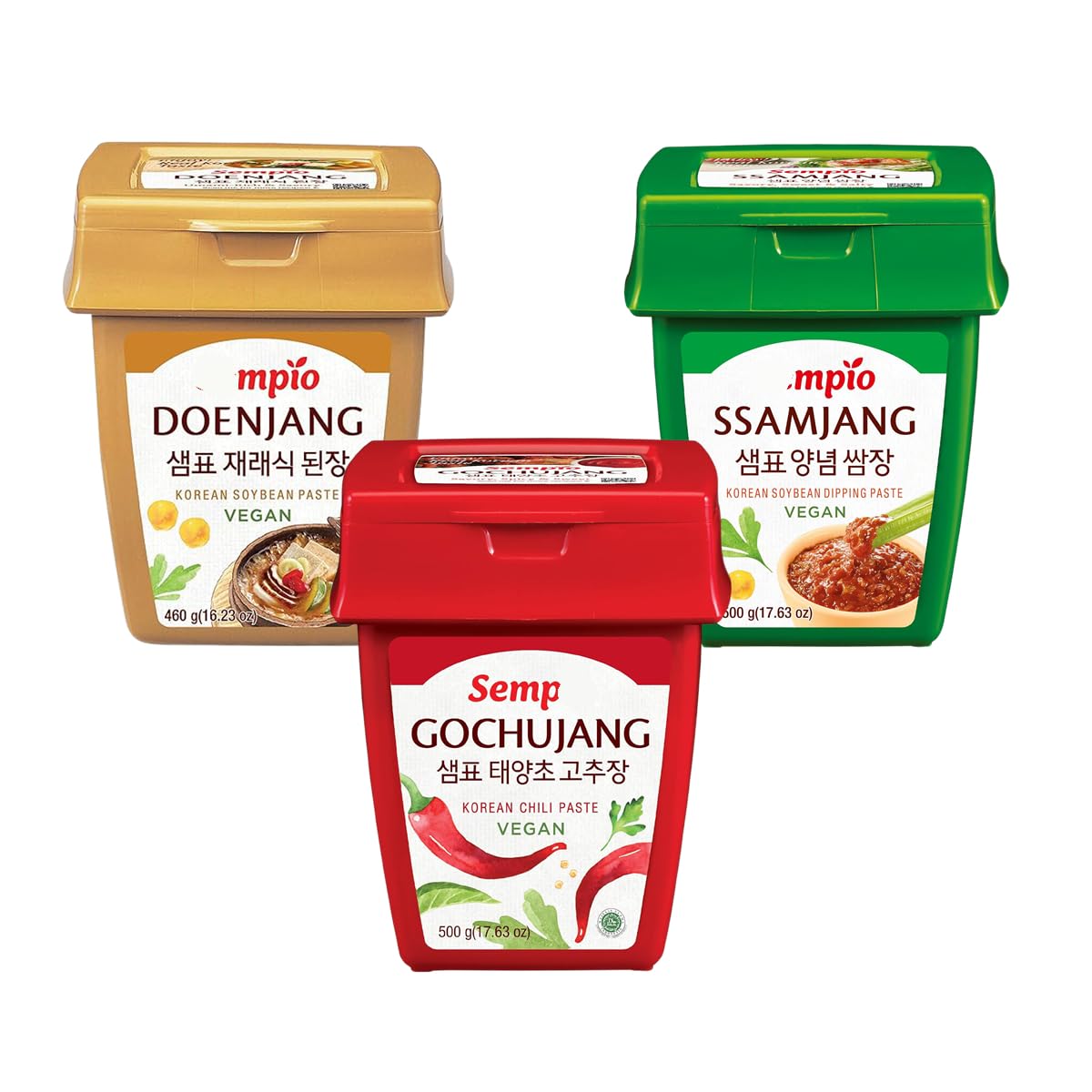 Pack Esencial de Salsas Coreanas: Gochujang, Ssamjang, Doenjang - 3 x 500g