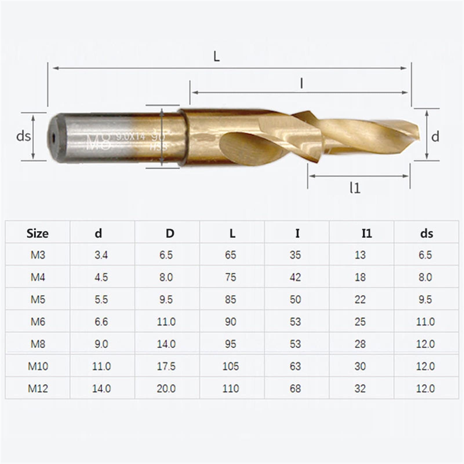 90/180 stopni M35 kobalt/HSS underbore kręte wiertło stopniowe do metalu stalowego wiercenie otworów i fazowanie M3M4M5M6M8M10M12 (kolor: M35 kobalt, średnica otworu: M4)