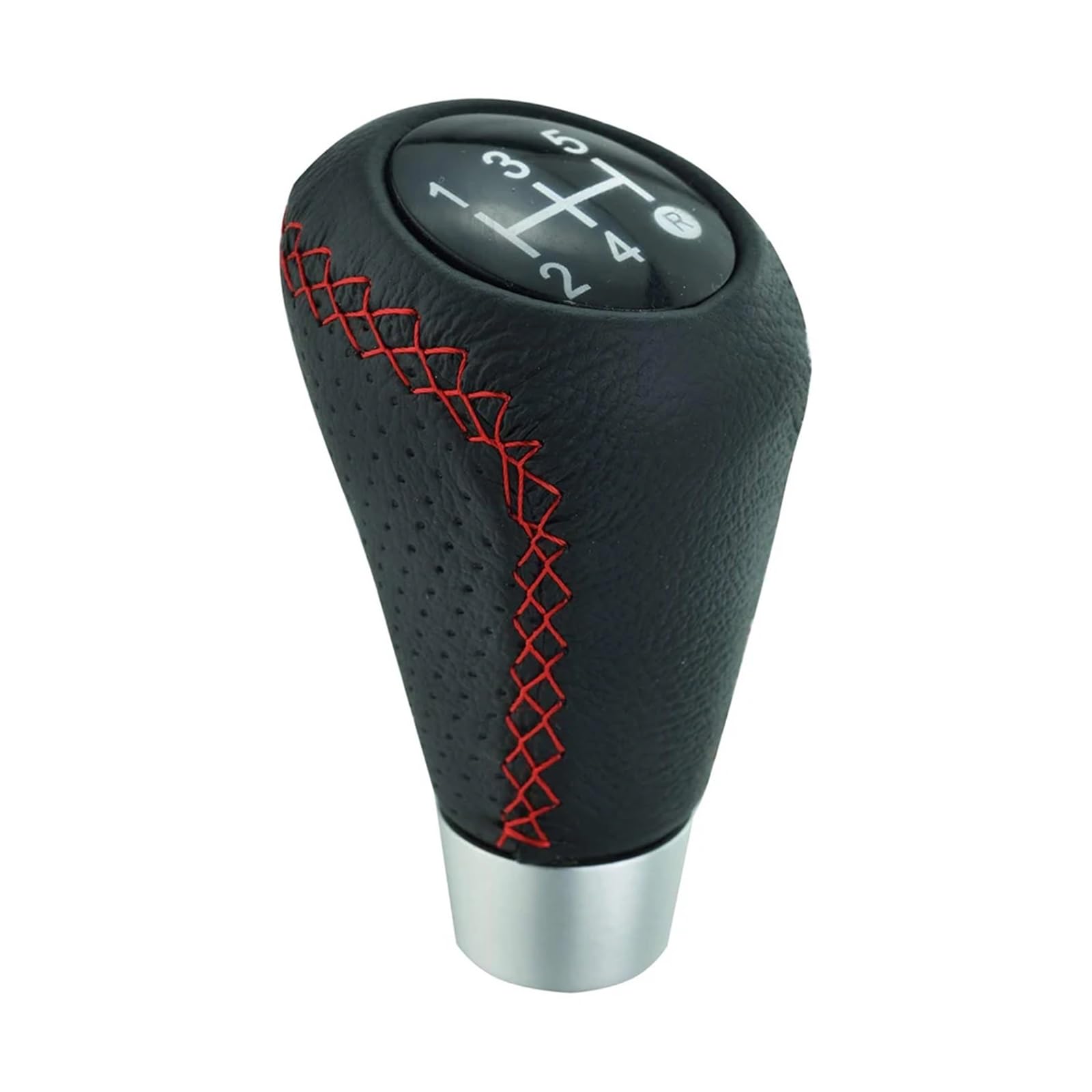 Lozopmtmld Red Gear Shift Knob For Universal 5 Speed Manual Leather Stitch Upgrade