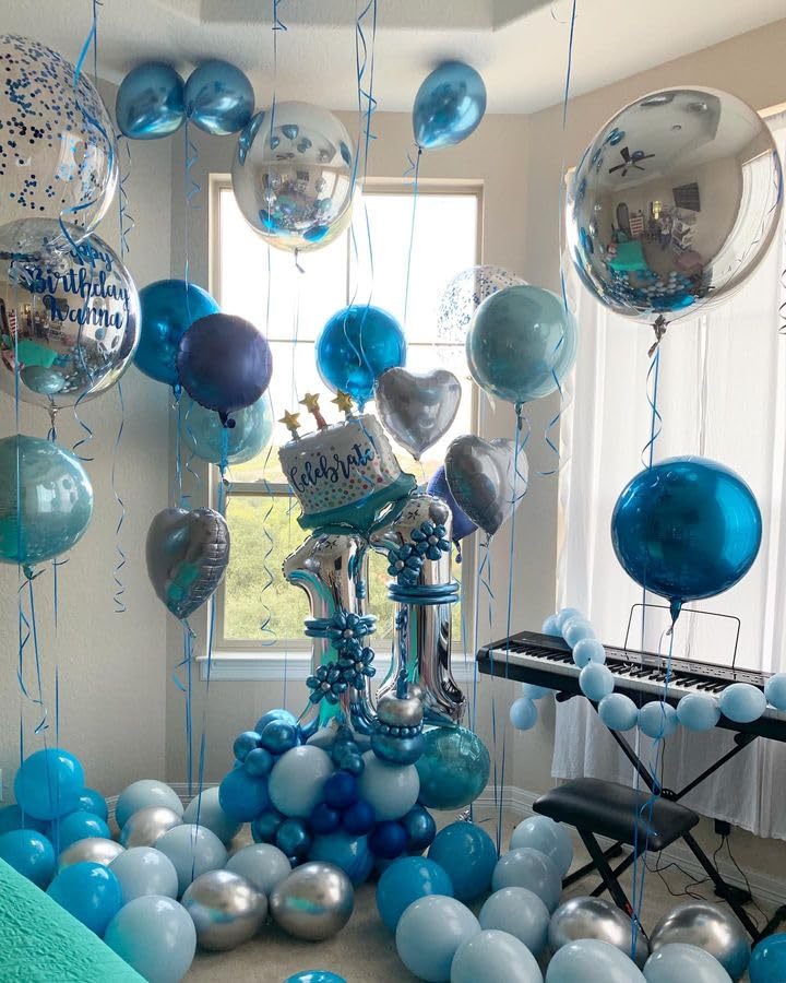 Image of Bezente Blue Latex Balloons Set 60pcs 12 inch