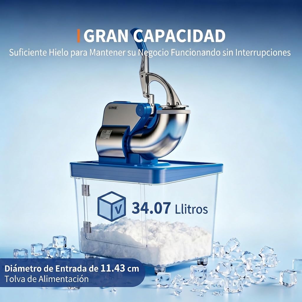 GarveeLife Trituradora de Hielo 300W Acero Doble Cuchilla 300kg/h Azul | Trituradora de hielo 300W 300kg/h, acero inoxidable doble cuchilla para granizado rápido, ideal para bar y el hogar, azul.