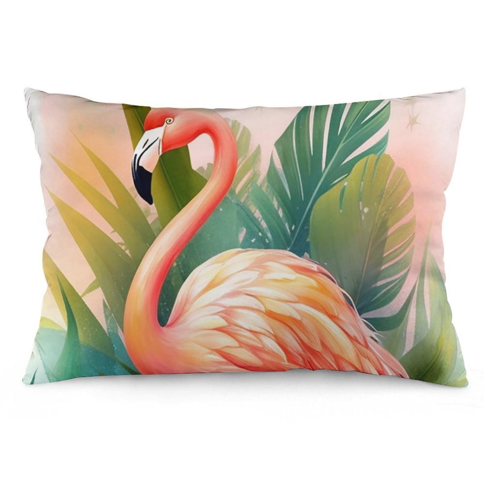 Velvet Pillowcases Standard Size 12 "x20, Ultra Soft Breathable Pillow Cases for Bed, Luxury Cozy Fuzzy Pillow Shams, Lumbar Pillow Cover, Tropical Flamingo Cushion Case Home Decor