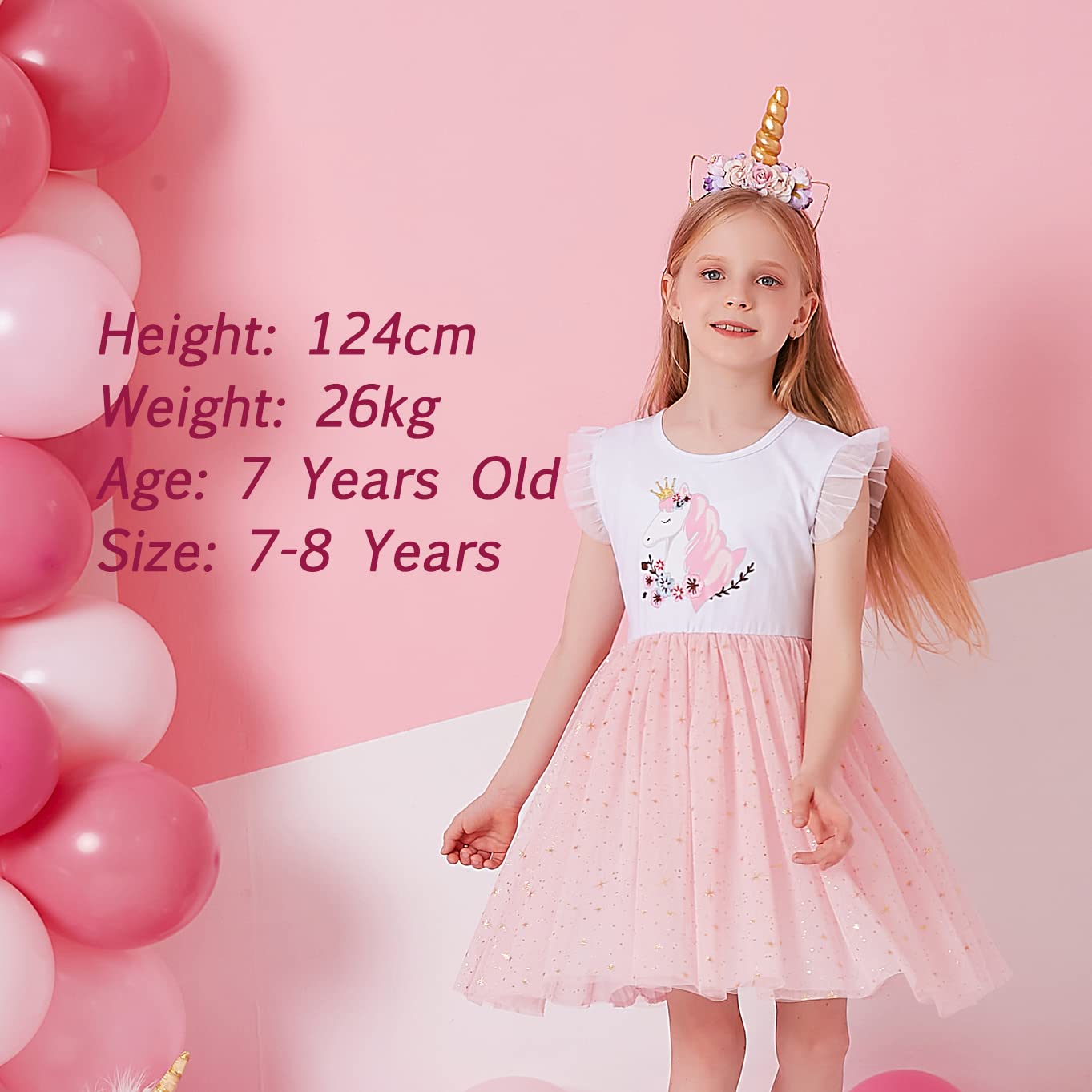 Vestido Tutu Algodón Tulle Manga Larga Mariposa Unicornio Niñas 2-8 Años