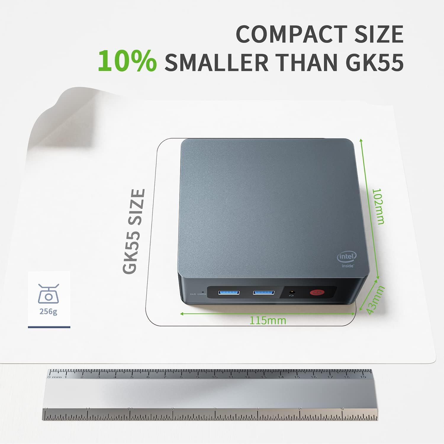 KUYIA Mini PC Windows 10 Pro Intel Celeron J4205 8GB RAM 256GB SSD Portable Desktop Computer for Remote Learning and Home Office Support Dual 4K HDMI WiFi 5G Bluetooth 4.2 VESA Mount — view 4