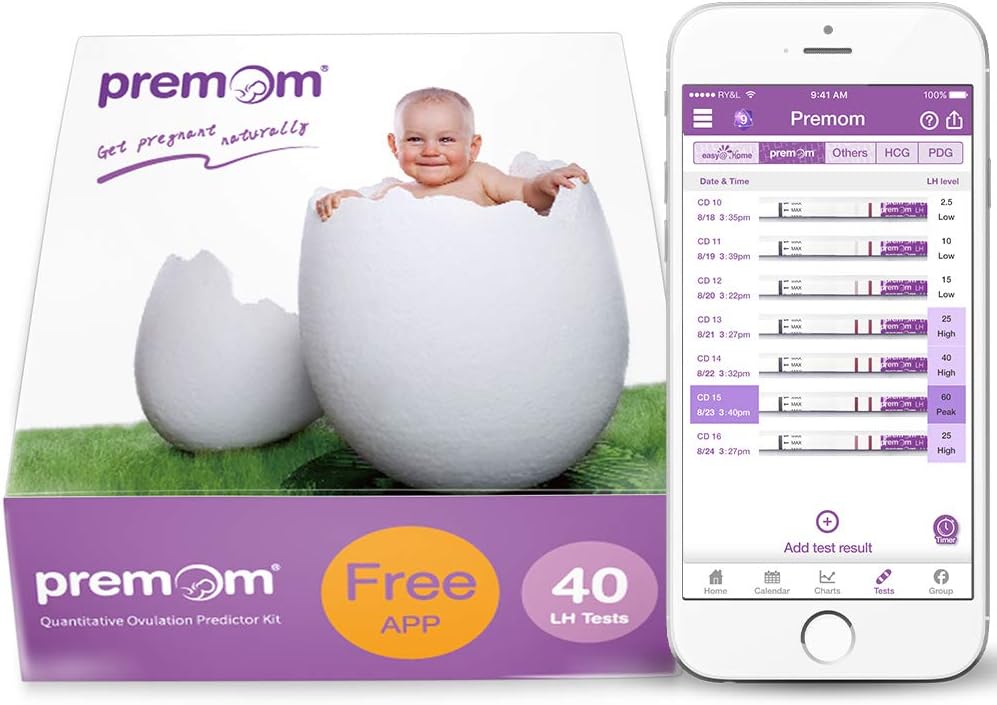 Premom Quantitative Ovulation Test Strips: Numerical Ovulation Predictor Kit with Digital Ovulation Reader APP 40-Pack, PMS2-S-40
