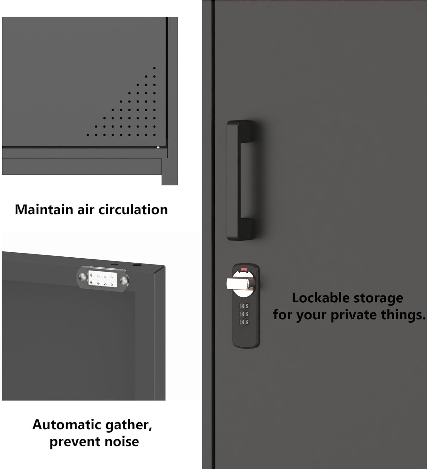 Steehoom Metal Cabinet with Lock Steel Storage Locker Lockable 4 Tier Bathroom Cabinet Changing Room Employee Locker for Home, Office, School, Gym, Garage (Black, 15.75" D x 15.75" W x 49.21" H)