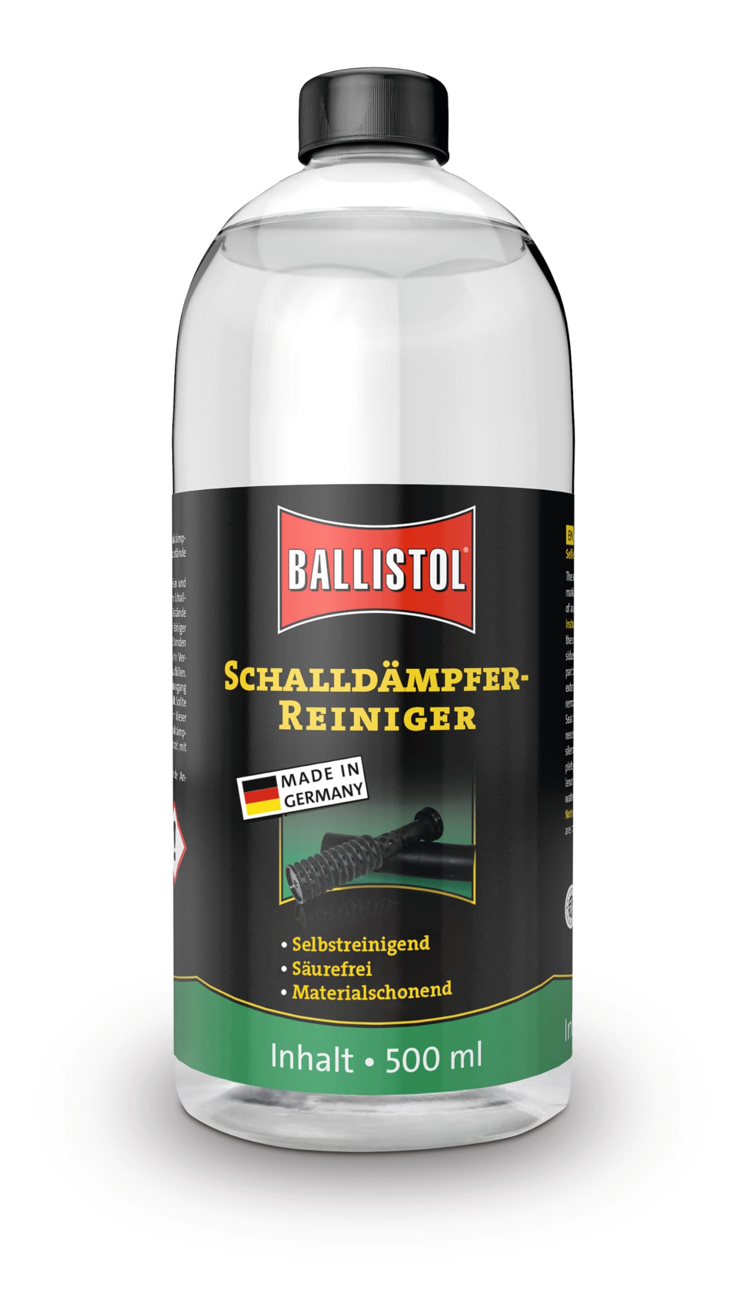 BALLISTOL 23381 Schalldämpfer-Reiniger 500ml Flasche - selbstreinigend, geruchsneutral und materialschonend