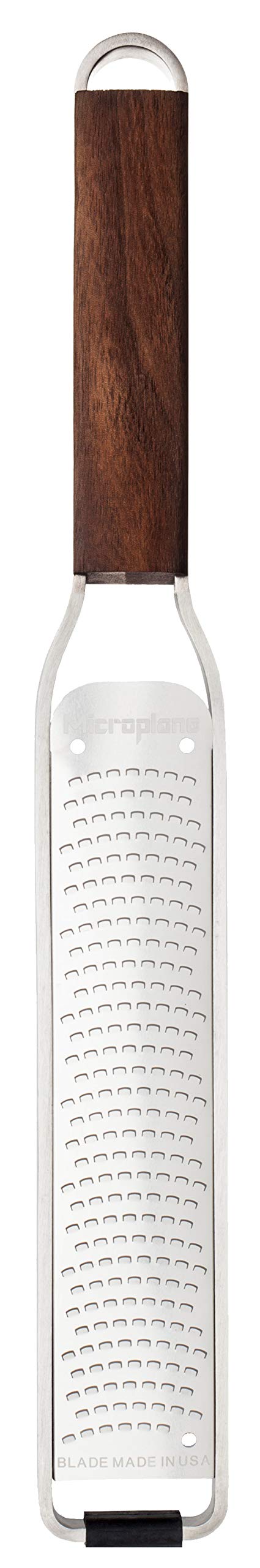 Microplane Serie Master Zester Rallador, Acero Inoxidable y Madera, Marrón, 30.94x4.01x1.60 cm