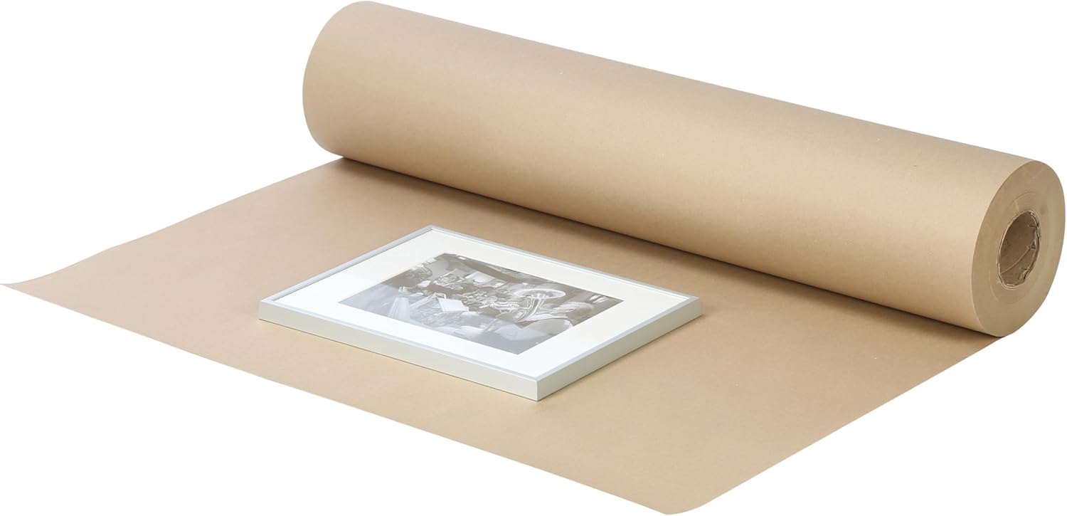 The Boxery Kraft/Brown Kraft Paper Roll, 30” x 10,800” (900’)-40lb. Thickness-Brown Wrapping Paper, Natural Kraft Packing Paper, Void Fill, Arts/Crafts, Bulletin Boards, Gift Wrapping