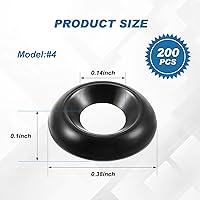 Vista 2 de 200 unidades de arandelas tazón con cabeza avellanada #4, arandelas de acabado de acero inoxidable 304, color negro