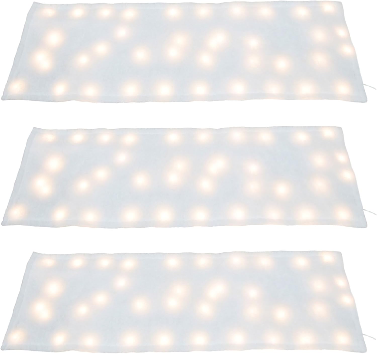 ProductWorks 3 Pack 60" x 15" Pre-Lit Snow Cover Blanket Christmas Village Display, 8 Function Indoor Holiday Decoration, 60 LED Lights, White