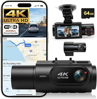 4K 3 Channel Dash Cam Front and Rear Inside, Built-in 5.8GHz WiFi GPS, 64GB Card Included, 4K+1440P+1400P Dash Camera for ... Price In India