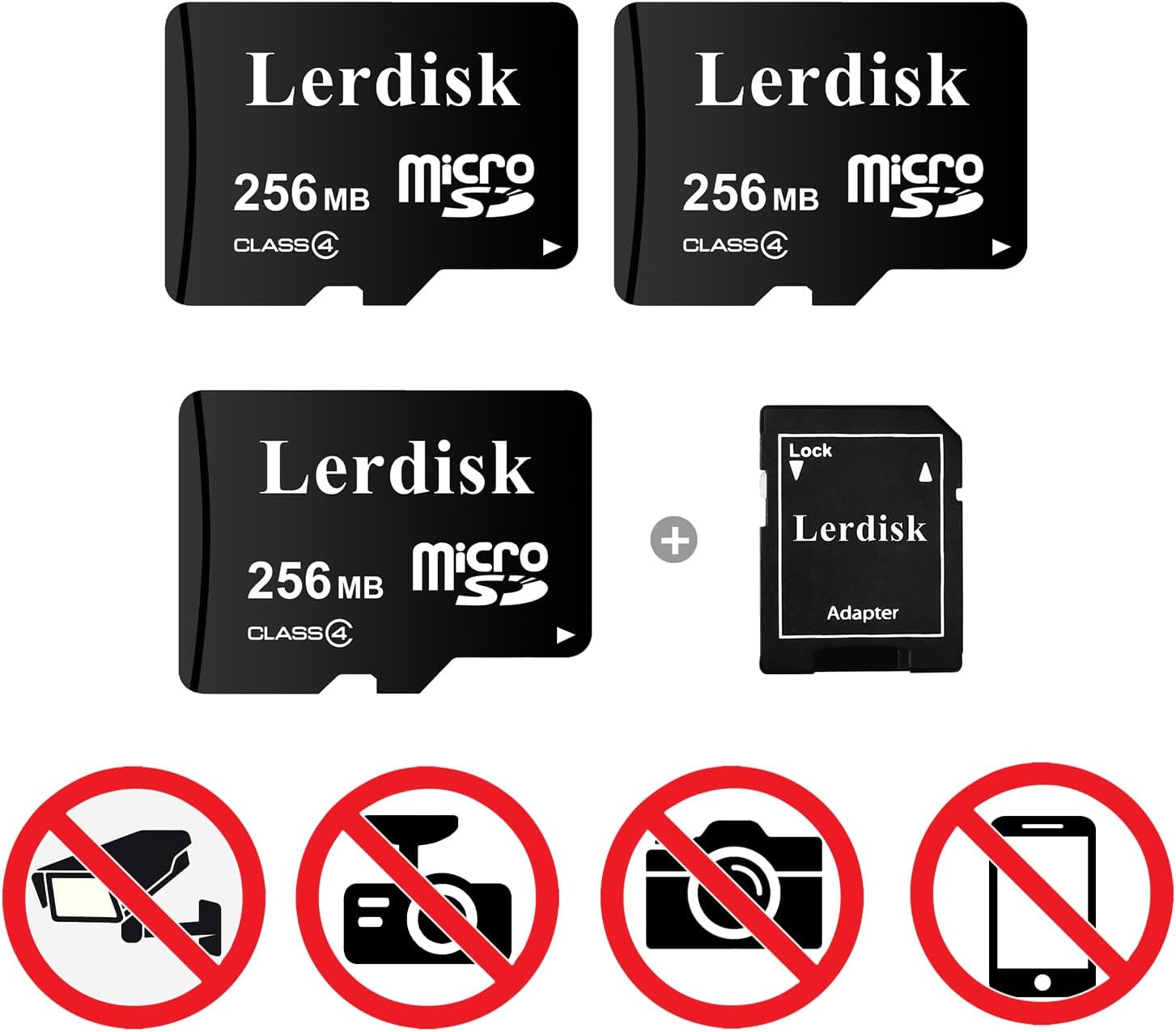 Factory Wholesale 3-Pack Micro SD Card 256MB Class 4 in Bulk Small Capacity Produced by 3C Group Authorized Licencee (256MB Small Capacity, NOT GB, too small to use in camera or phone)
