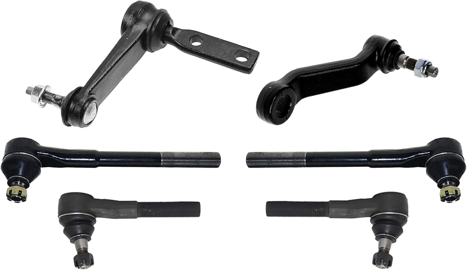 PartsW - 6 Pc Suspension Kit For Dodge Ram 1500 2000-2001/ Ram 2500 2000-2002 / Ram 3500 2000-2002 Outer and Inner Tie Rod Ends Pitman Arm Idler Arm