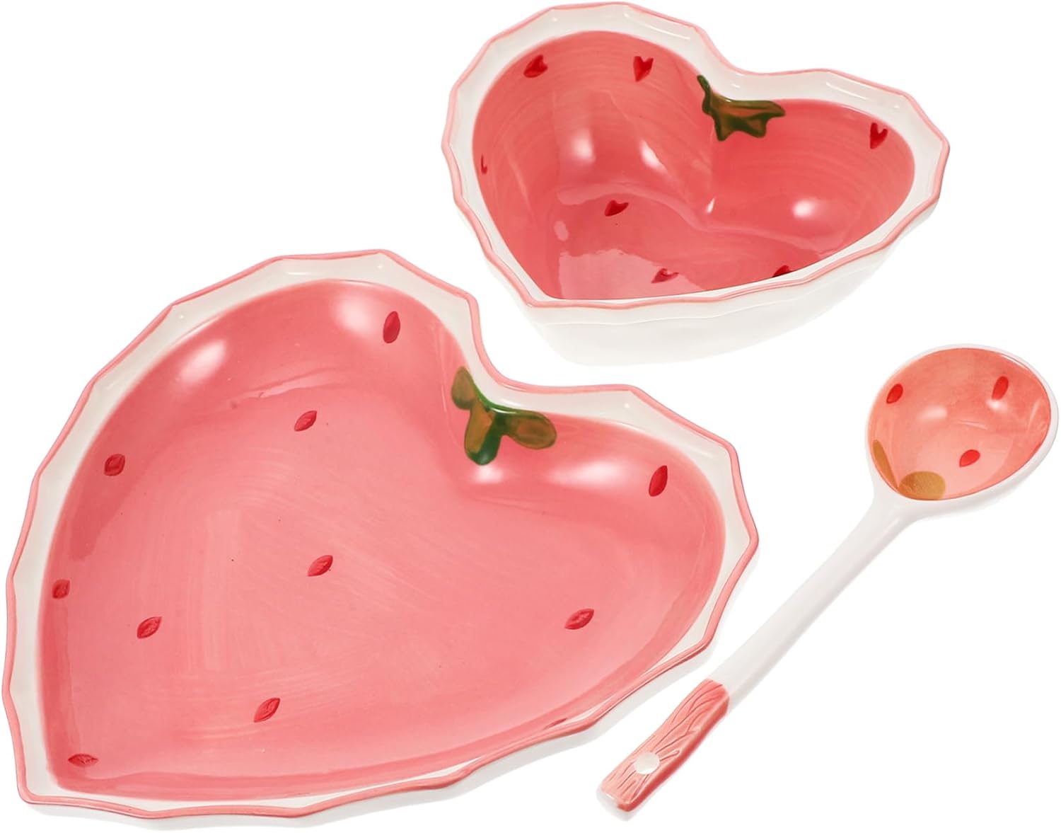 GLEAVI 1set Strawberry Serving Bowls and Spoons Multi-functional Food Presentation for Home and Restaurant Elegant Salad and Dessert Tableware Wear-resistant Kitchen Essentials