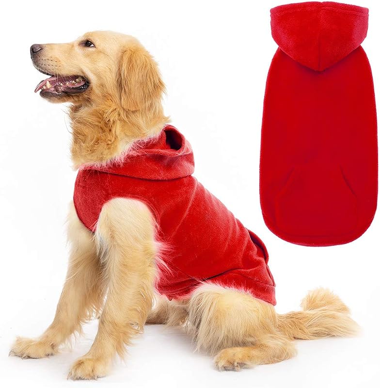 buzo de forro polar con capucha para perro, buzo con capucha para perro Ropa de invierno para mascotas con agujero de correa, sin mangas Ropa cálida y acogedora para cachorro para gato Pequeño Perros medianos y grandes Niña niño, rojo XXL