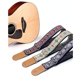 Sangle de guitare, 5,1 cm de large, sangle jacquard, extrémités en cuir, vintage, classique, rétro, broderie… - Les Beatles, Paul McCartney, John Lennon, RIngo Starr, George Harrison Sangle de guitare, 5,1 cm de large, sangle jacquard, extrémités en cuir, vintage, classique, rétro, broderie… – Image 5