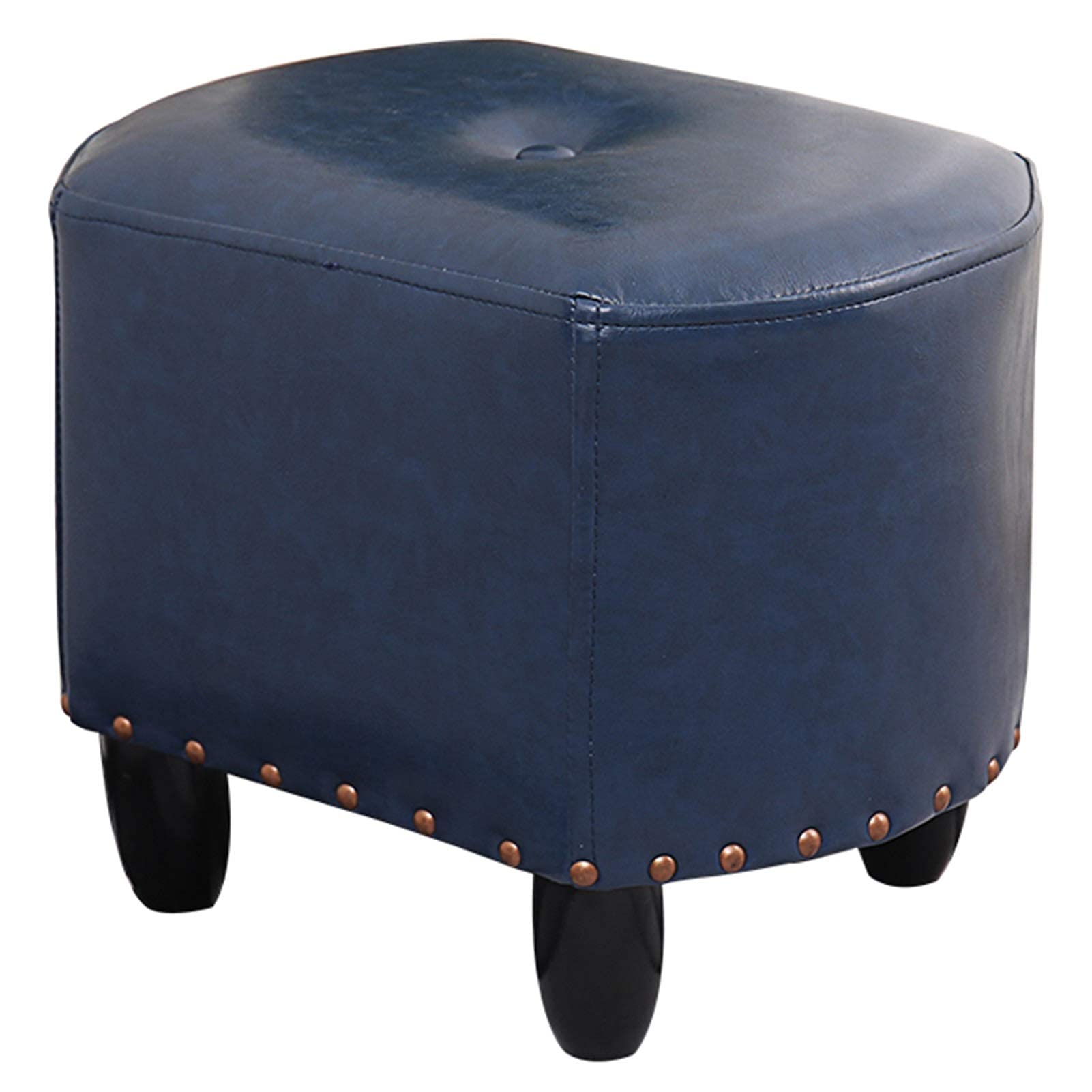 Repose-pieds ottoman bleu petit banc rembourré assise salon