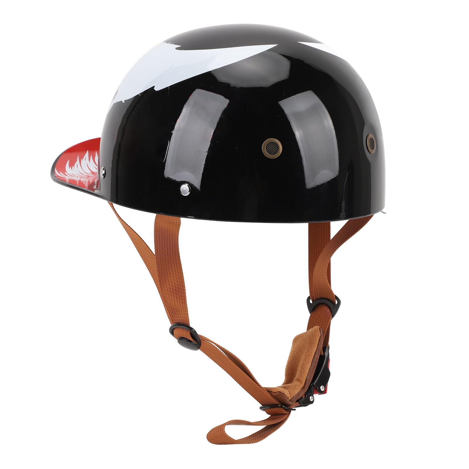 CHICIRIS Czapka z Daszkiem Motocyklowy, Pół w Stylu Retro Lekka Skorupa ABS z wyściółką EPS, z Regulowanym Paskiem Podbródkowym i Wizjerem, dla Dorosłych Mężczyzn, Kobiet, Nastolatków (XXL)