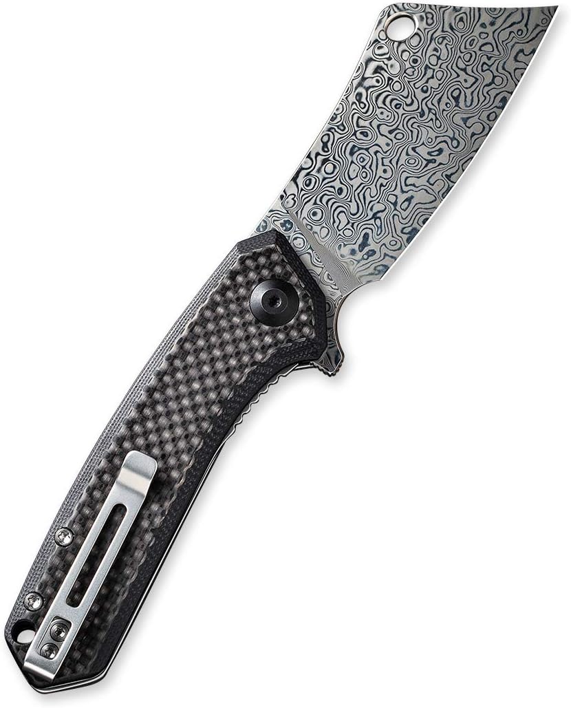 Get Discount 70% Price CIVIVI Mini Mastodon Pocket Knife Twill Carbon Fiber Overlay On Black G10 Handle (2.97 Damascus) C2011DS-1