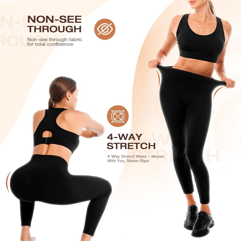 Walifrey Leggings for Women,High Waisted Soft Yoga Pants for Gym Black SM image 5