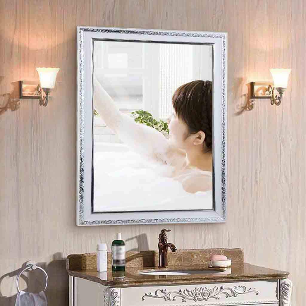 Specchio da Barba Leggero Rettangolo Specchio in Vetro Vanity HD con Cornice Stile Europeo Specchio Decorativo Oversize per Il Bagno Camerino Soggiorno 2 Dimensioni