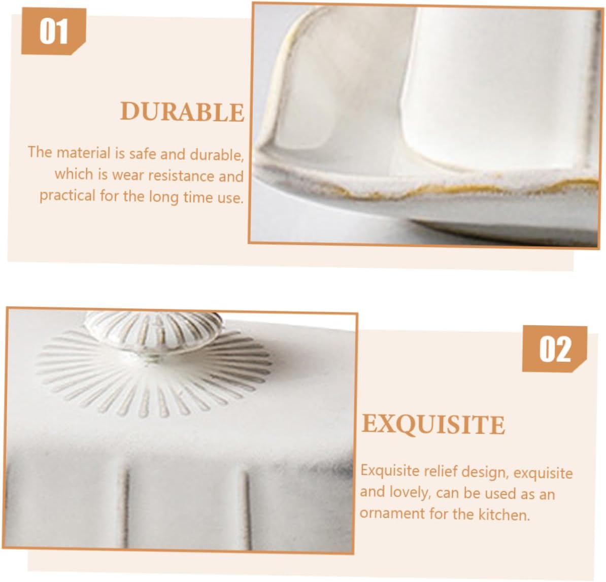 Delicate Ceramic Butter Serving Plate with Lid Rectangular Porcelain Dessert Tray for Kitchen Hotel Restaurant Use Elegant Vintage Style Butter Dish for Fresh Storage and Home