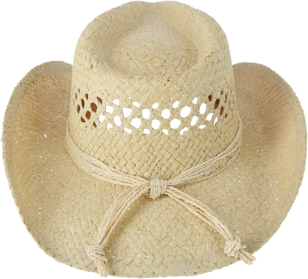 CTM Women's Western Straw Cowboy Hat with Heart Concho