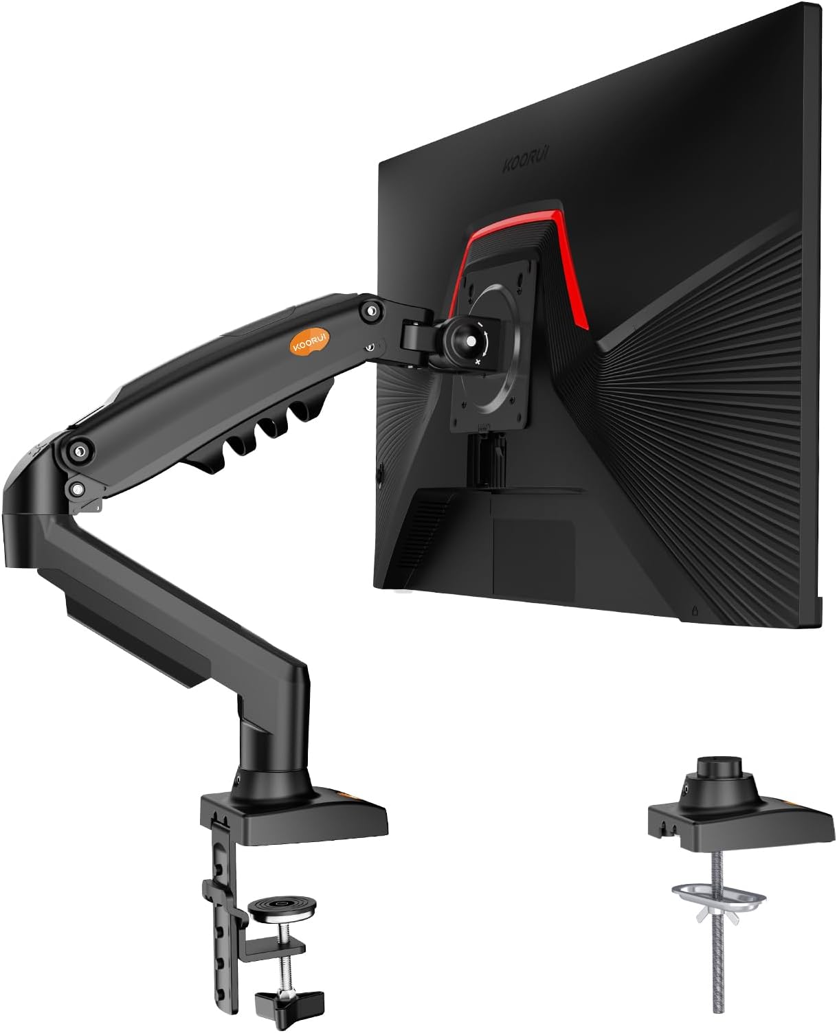Single Monitor Mount, Rotation, Swivel, Tilt, Adjustable Gas Spring Display Arm Fits 17-32inch, 4.4-19.8lbs Screen, Monitor Stand for Desk with C-clamp/Grommet Mounting Base