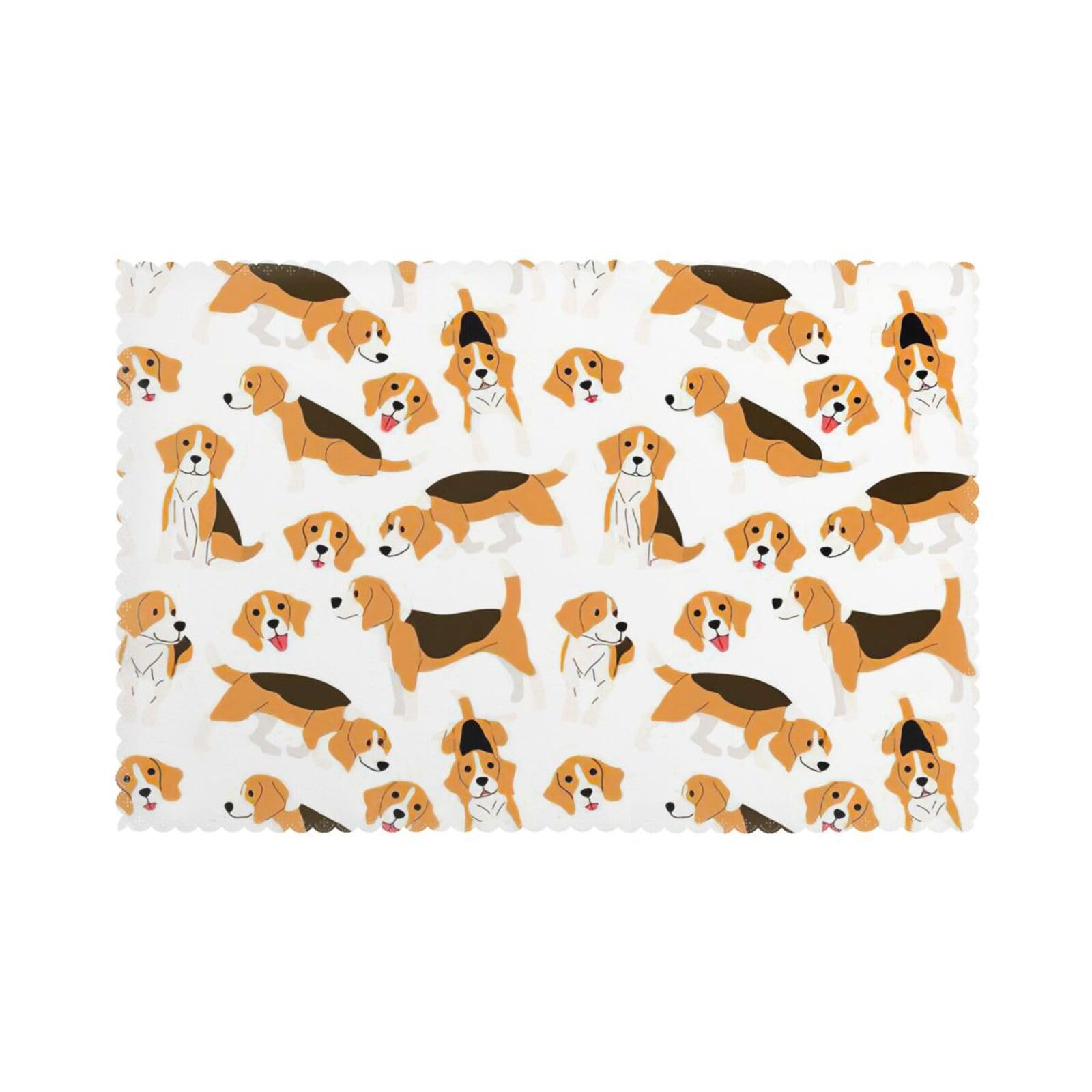 Beagle Dog Print Placemats for Dining Table Set of 6 12x18 Inch Table Mats for Party Kitchen Dining.