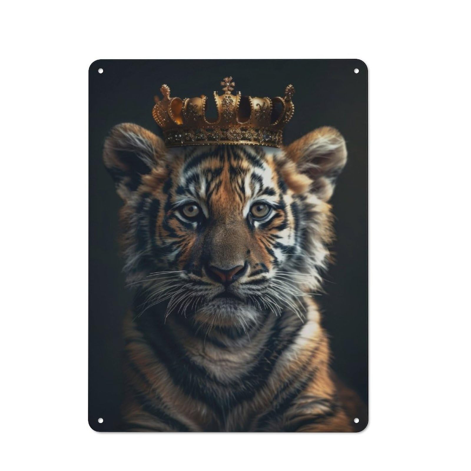 Junmoney Little Tiger King Rustic Tin Sign 40X30cm Featuring For Bar Or Restaurant, A Housewarming Gift For Bar Decor Enthusiasts