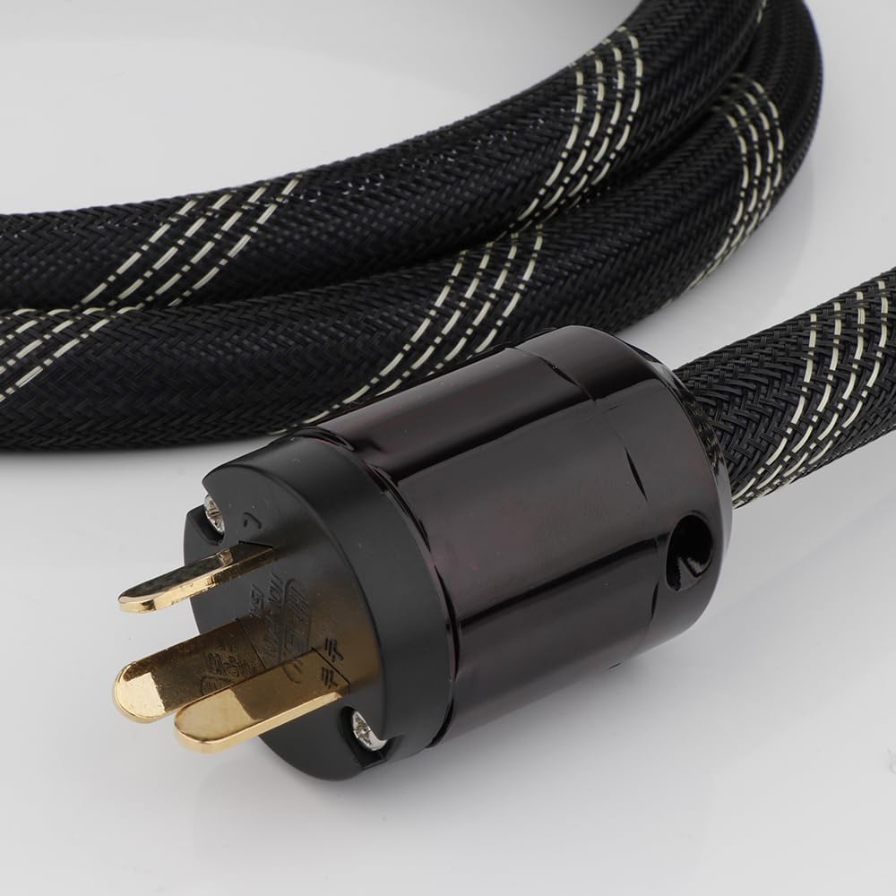 Hi-End Hifi Audiophile Audio Power Cable Rhodium-Plated Audio Cord UK IEC Plug e
