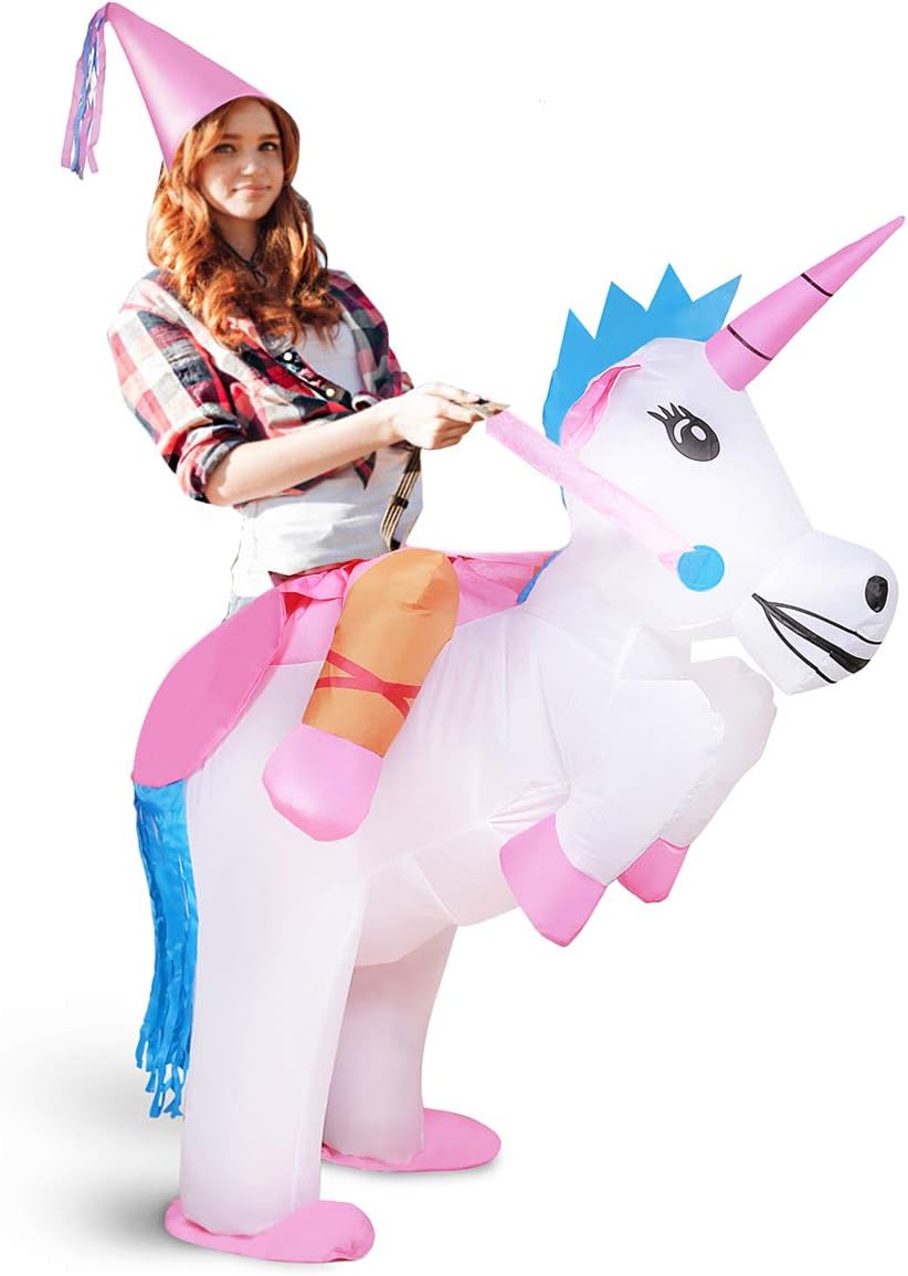 xiaoyi Adult Inflatable Unicorn Princess Halloween Fancy Dress Blow Up Party Cosplay Costume,Inflatable Unicorn Rider Costume (Adult Unicorn)
