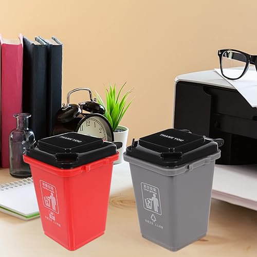 Miniatura 9 de Alipis Mini contenedores para encimera, 2 unidades, mini bote de basura y reciclaje en la acera, cubo de basura en la acera, para lápices, vasos de
