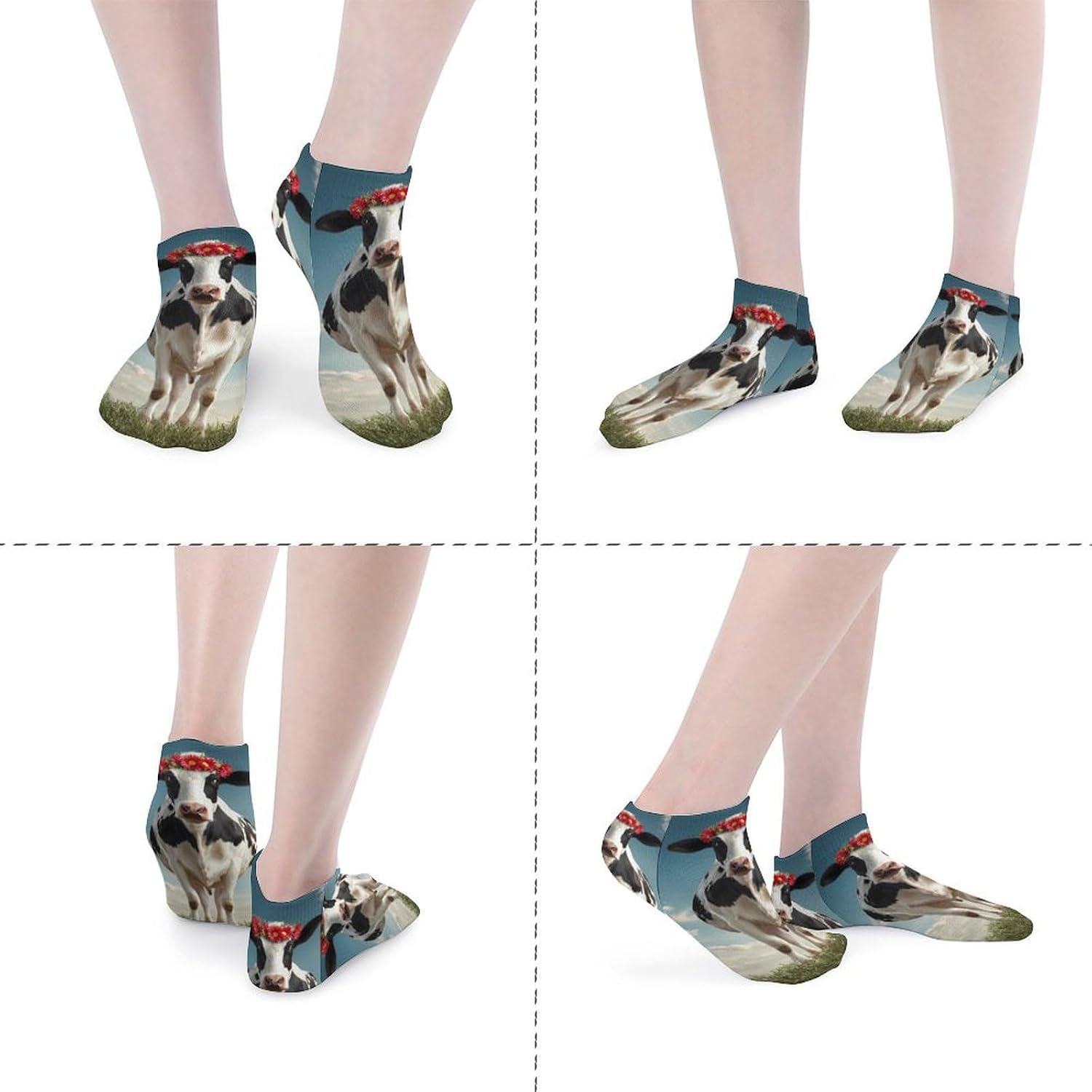 Cow Socks for Men Women 5 Pairs Ankle Socks