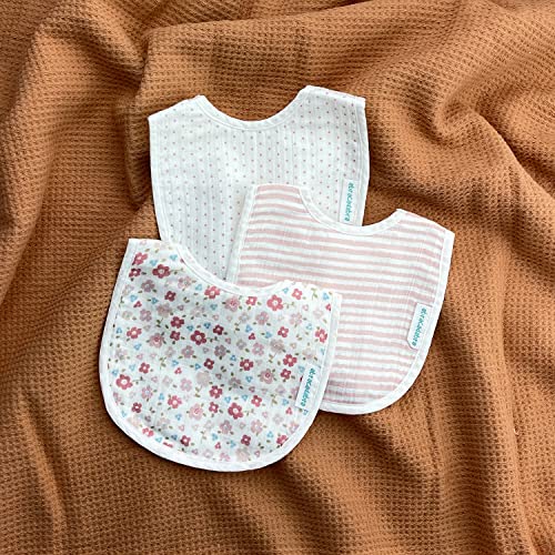 Image of abracadabra Muslin Bibs with Adjustable Snap Button Closure, Super Absorbent, Soft, Comfortable & Lightweight, Set of 3 - Vintage Floral