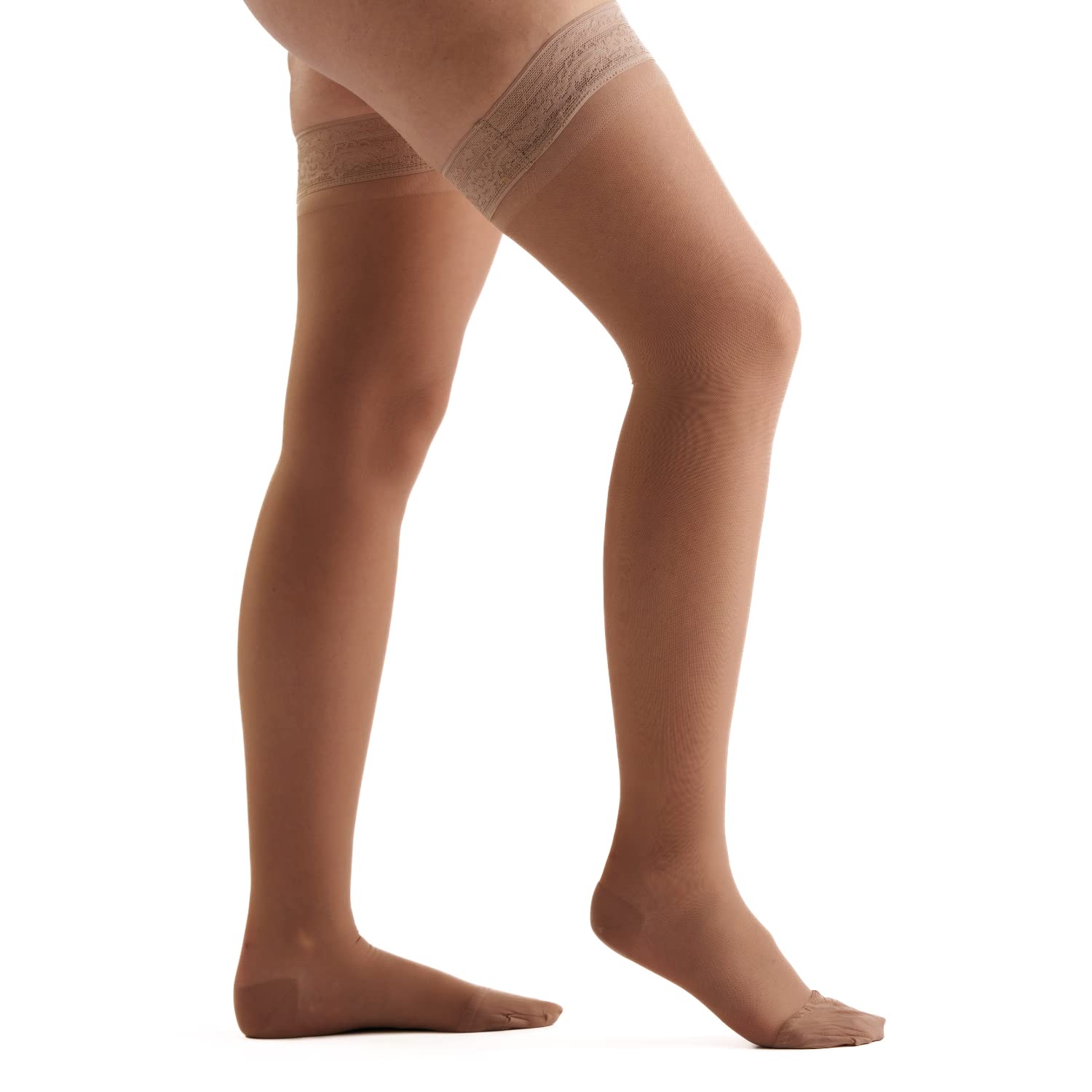 EvoNation - Medias de compresión para mujer (20 a 30 mm), Medium, Color piel (nude), 1