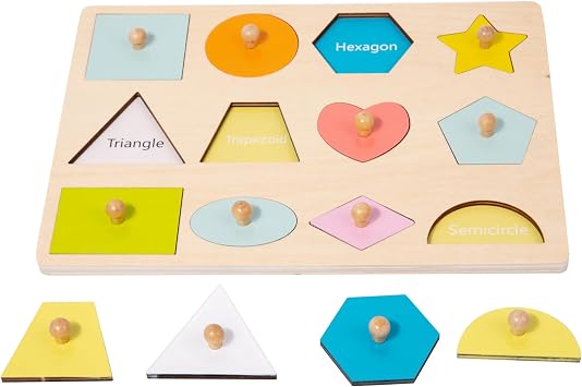 Adena Montessori Wooden Cognition Knob Puzzles Toddler Development Toy