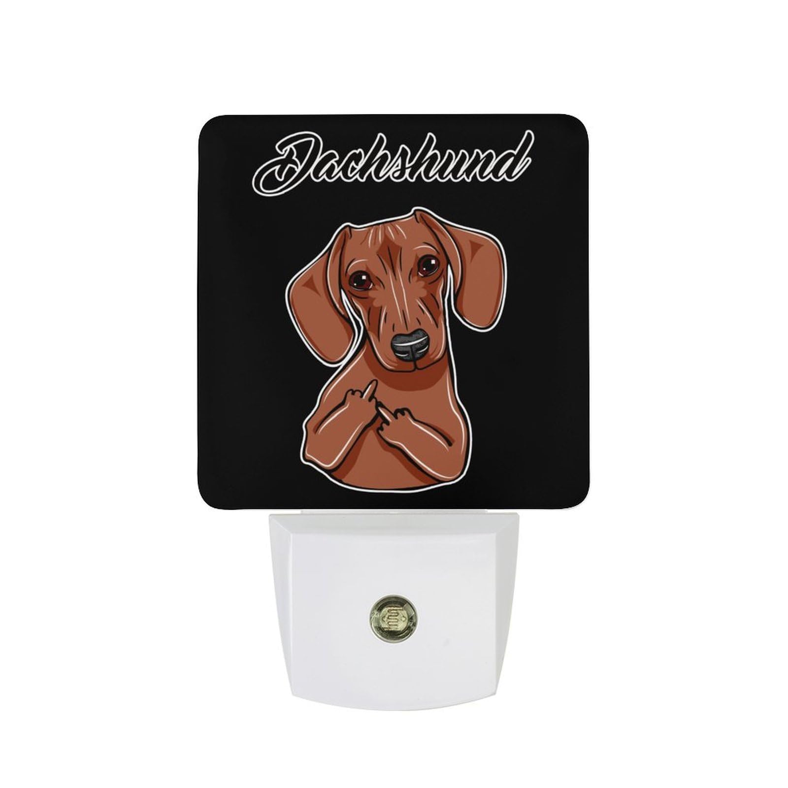 Nqrxadcrt Style Dachshund Middle Finger Gesture Night Light Plug In Wall Lights Bedside Lamp Bedrooms Home Hallways Decoration