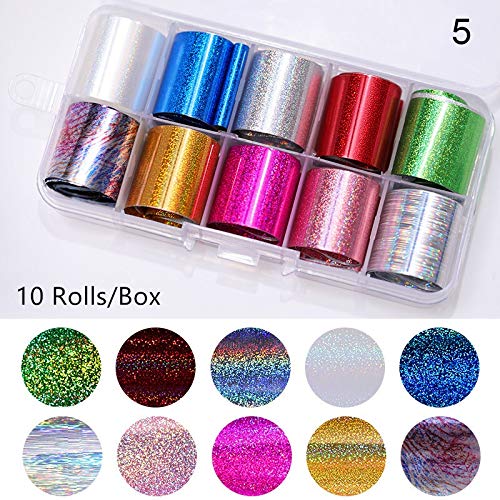 RSL Nail Art 4 * 20cm Mix Flower Nail Foils Sticker Nail Art Transfer Sticker DIY Design Stickers Tips Decorations 3 (Color : Light Grey)