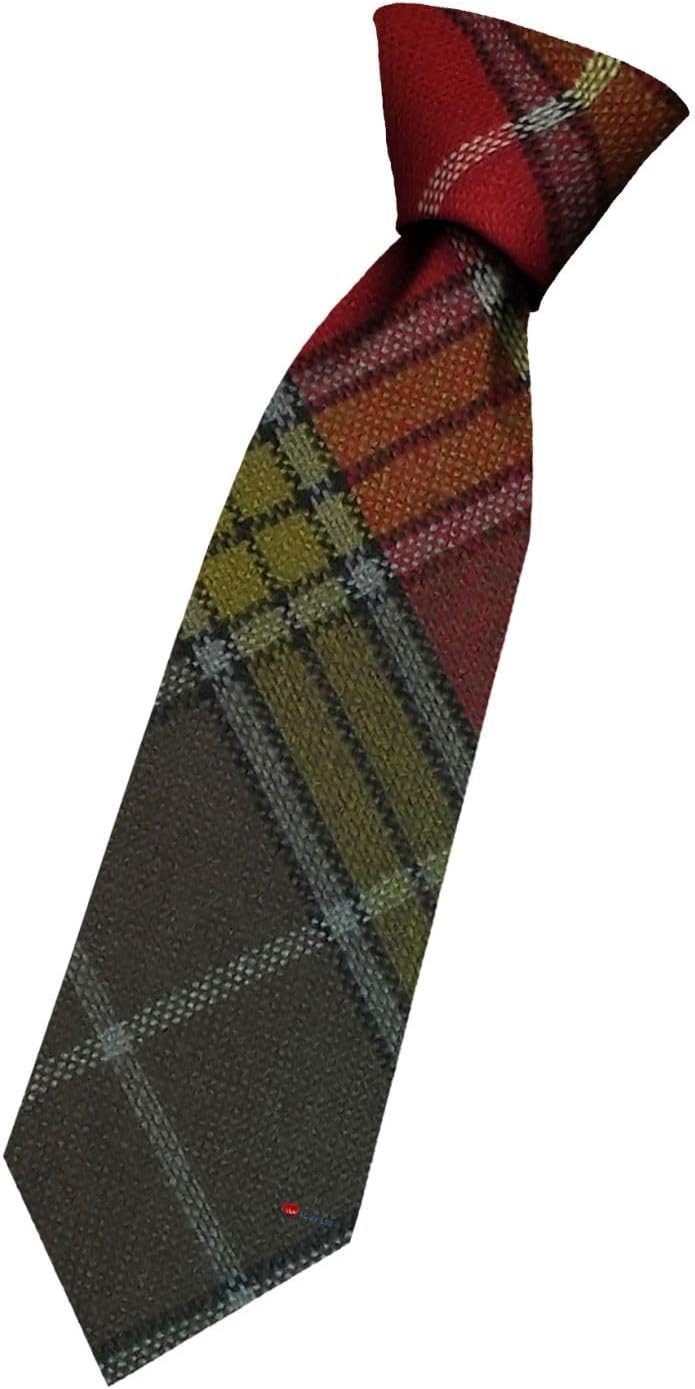 I LUV LTD Boys All Wool Tie Woven And Made in Scotland in Buchanan Old Sett Weathered Tartan