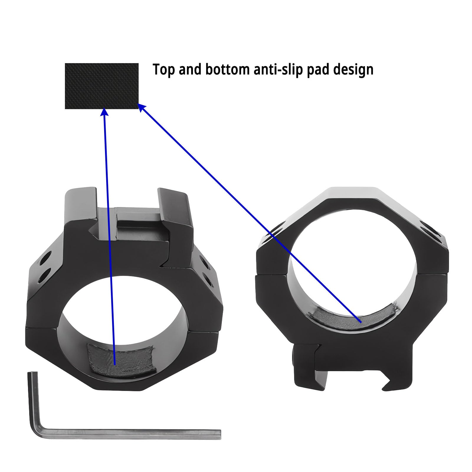 2 Pezzi Anello di Montaggio per Mirino, Anelli di Montaggio for Cannocchiale in Lega di Alluminio, Medio per Guida Picatinny, Adatto per Tubi con Diametro