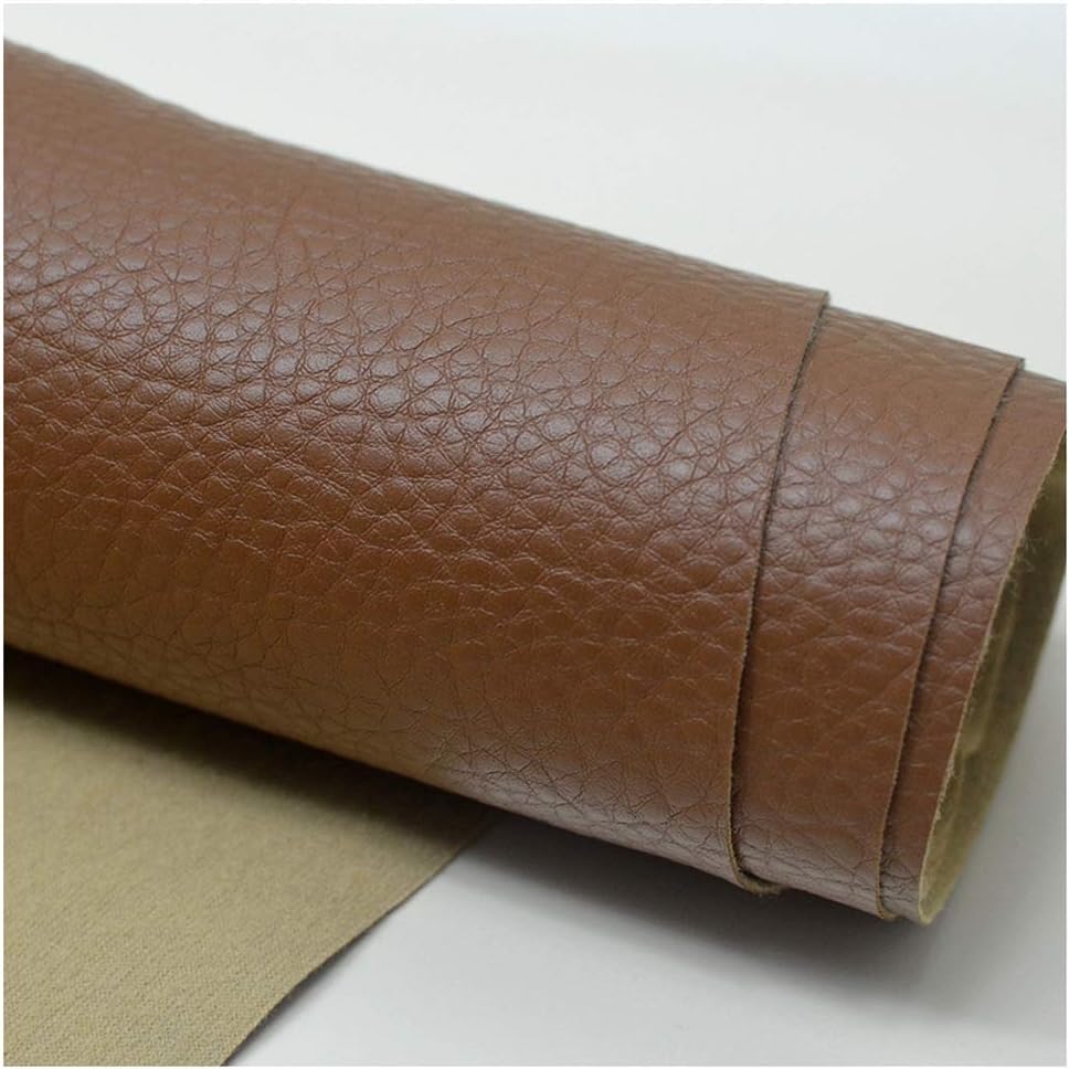 Solid Color Faux Leather Sheets Litchi Pattern Artificial Leather Fabric by The Metre 100x138cm/39''x54'' for DIY Crafts, Furniture Repair(Color:13)