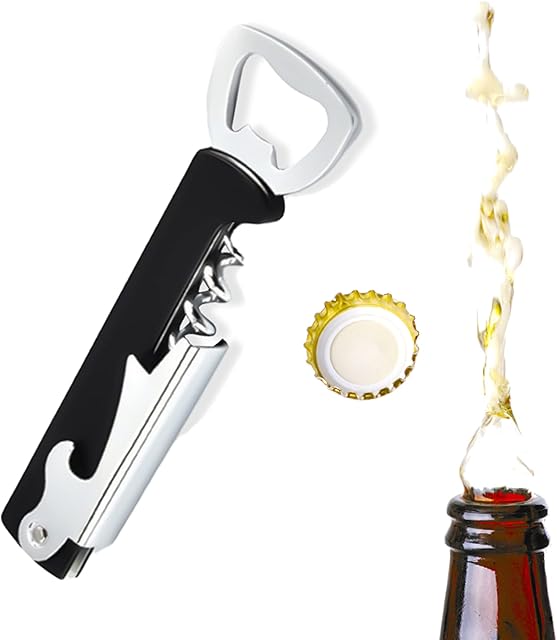 Compact Corkscrew and Bottle Opener, 1 Pack, Multi Tool, Wine Bottle Opener, Stainless Steel Cork Screw with ABS Body, Compact Size Ideal for Travel and Camping (1 Pack)