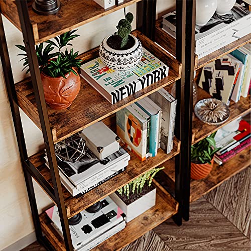 Ironck Industrial Bookshelf 5-Tier, Bookcase Ladder Shelf, Storage Shelves Rack Shelf Unit, Accent Furniture Metal Frame, Home Office Furniture For Bathroom, Living Room #TOP3