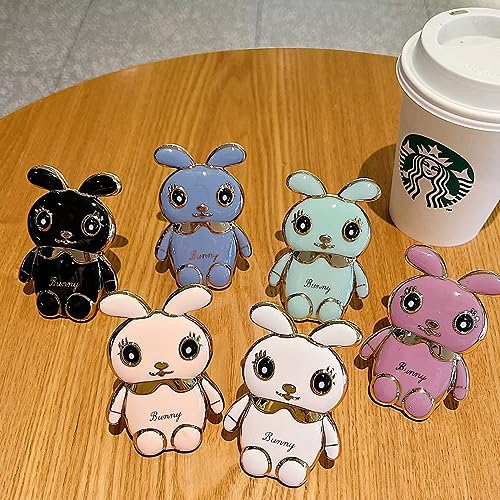 Rnrieyta Miagon Rabbit Glitter Stand Case for iPhone 6S Plus/6 Plus,Bling Transparent Soft TPU Protective Slim Shockproof Cover with Cute Bunny Holder Kickstand,Transparent