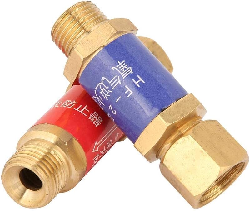 BiuZi M16x1,5 Oxigén-Acetilén Visszacsapószelep - Sárgaréz HF-2 Lángzár, CE Tanúsított Hegesztési Tartozék, Gázvisszaáramlás Elleni Védelem
